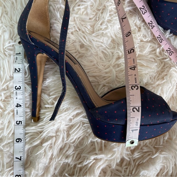 Zara stiletto heel open toe blue red polka dot ankle strap platform size 9 - Picture 4 of 11